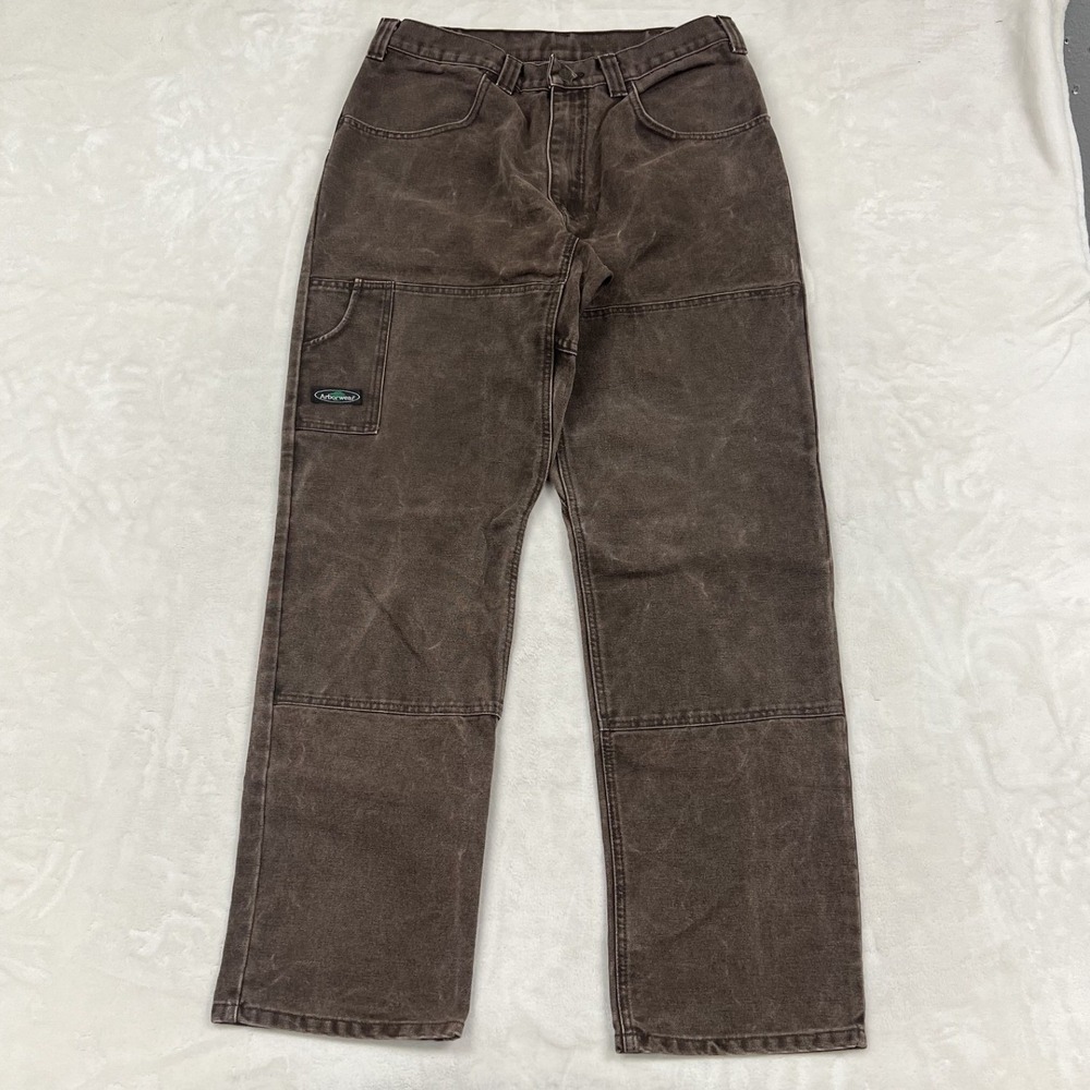 Arborwear Double Knee Work Pants Mens 32x32 Brown Canvas Utility Trousers USA